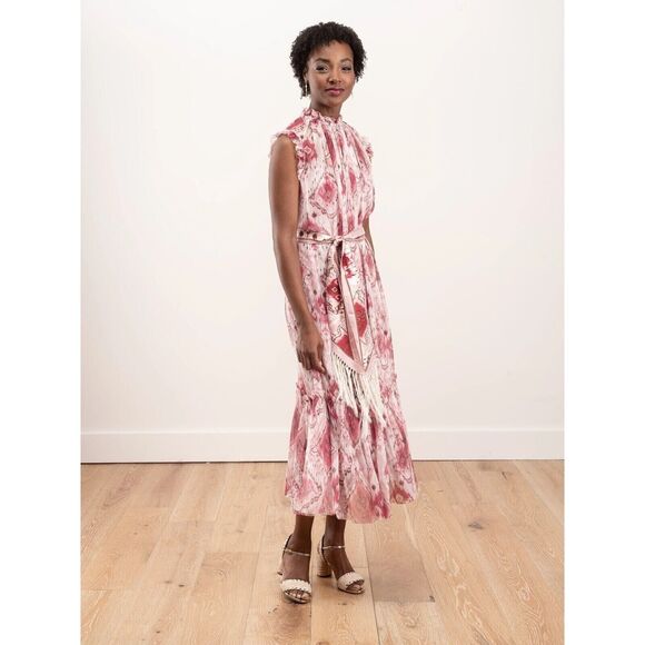 $750 Nwt US 4 Zimmermann raspberry tie dye patch wavelength smoke dress print - Picture 1 of 8
